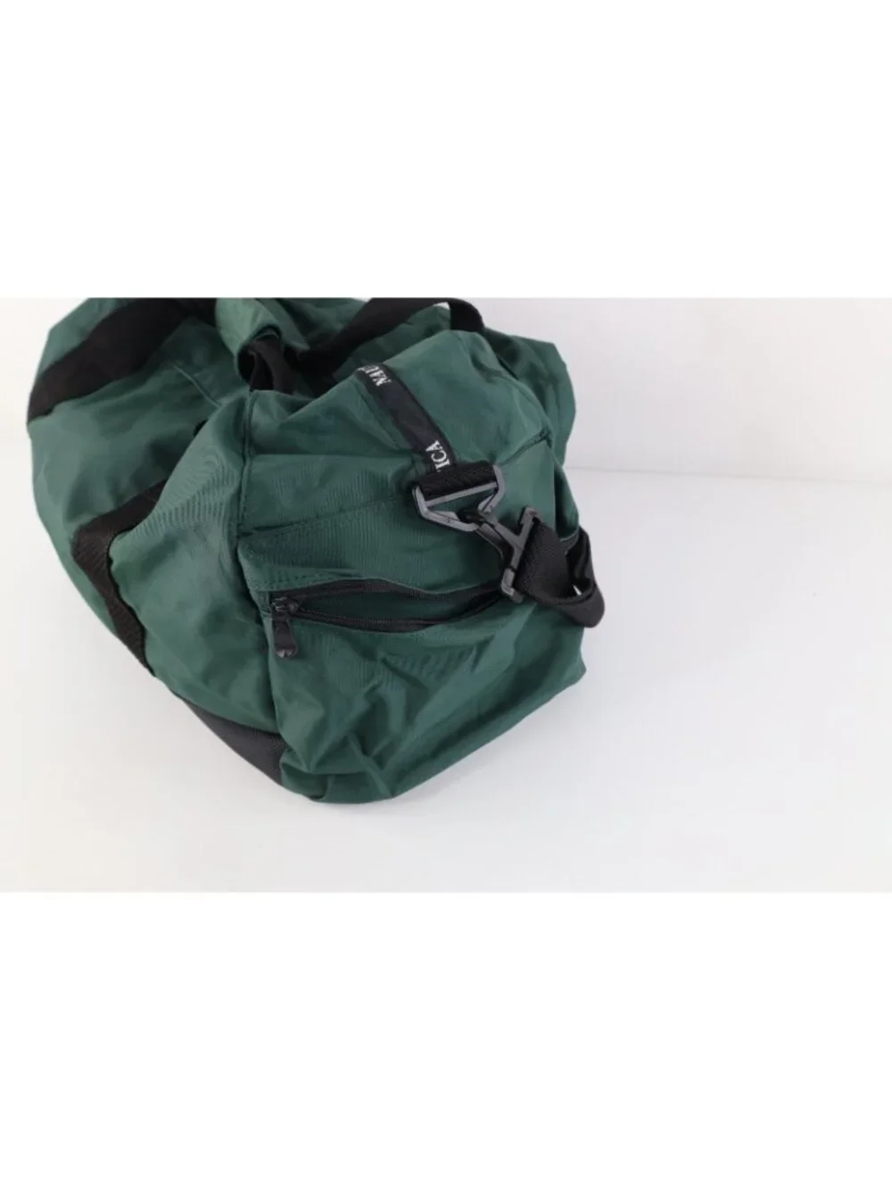 Vtg 90s Nautica Spell Out Sailboat Handled Duffel Weekender Bag Carry On Green